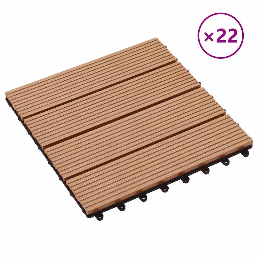 vidaXL 22 Stk. Terrassenfliesen 30 x 30 cm 2 qm WPC Teakholzfarbe