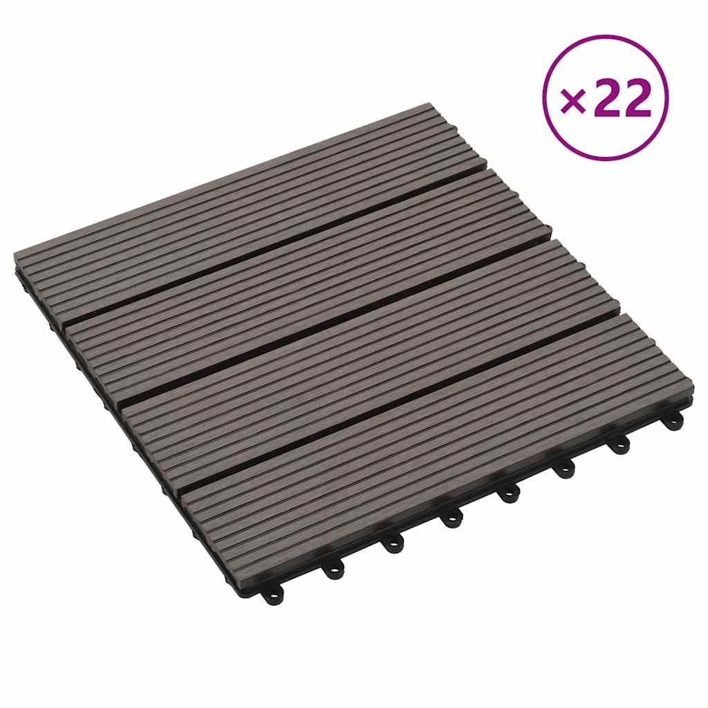 Carreaux de terrasse 22 pcs 30 x 30 cm 2 m² WPC Marron foncé