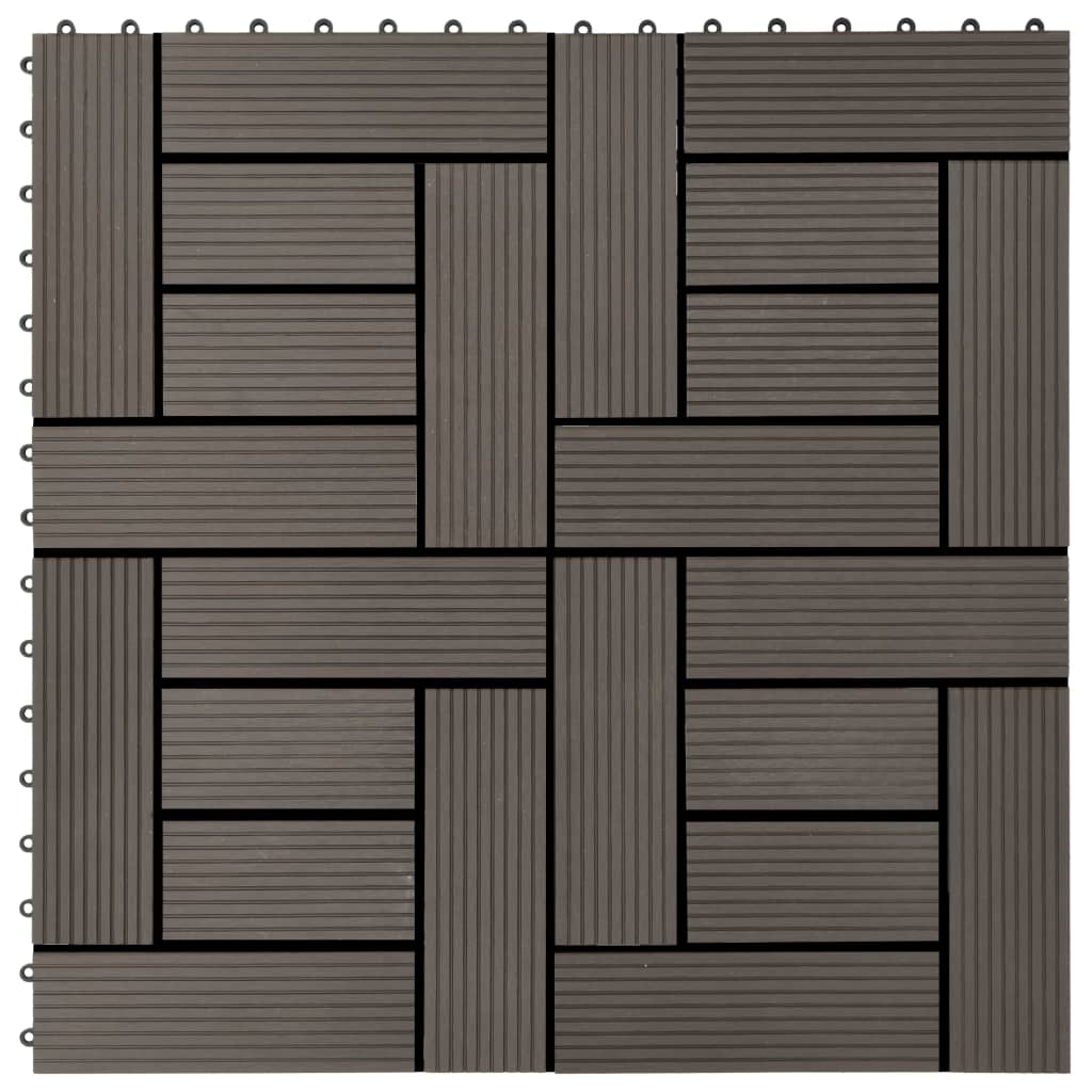 vidaXL Carreaux de terrasse 22 pcs 30 x 30 cm 2 m² WPC Marron foncé