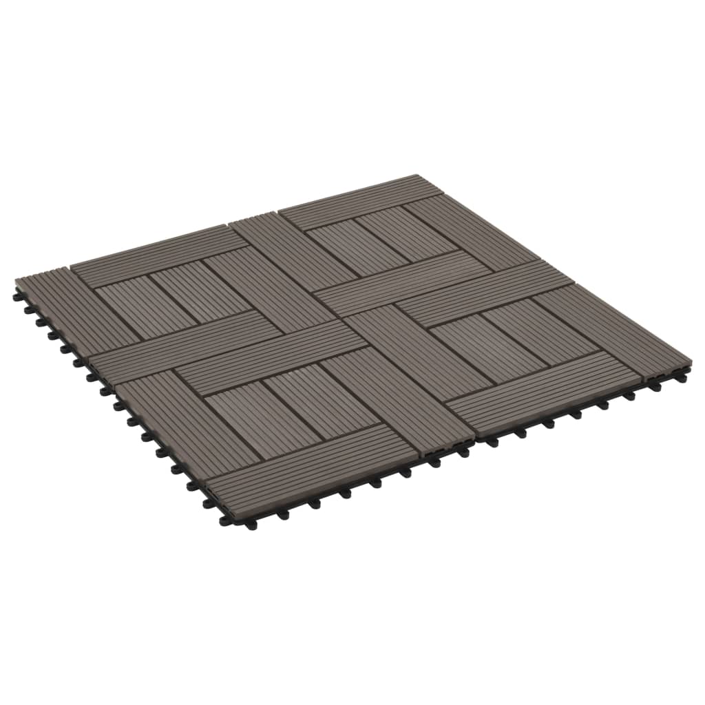 vidaXL Terrassebord 22 stk 30x30 cm 2 kvm WPC mørkebrun