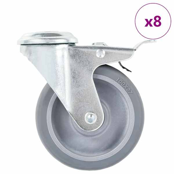 vidaXL poldiaukudega p&ouml;&ouml;ratavad m&ouml;&ouml;blirattad 8 tk, 100 mm