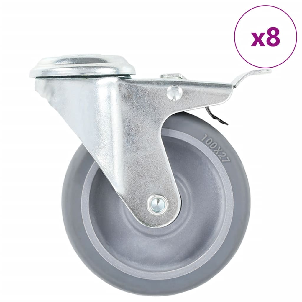 vidaXL Roți pivotante cu gaură pentru șurub, 8 buc., 100 mm vidaxl.ro