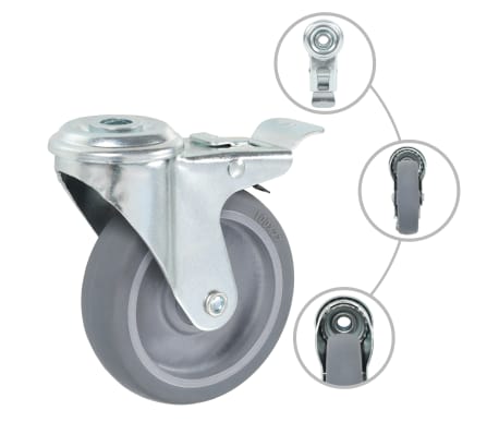 vidaXL 32 pcs rodas girat&oacute;rias com orif&iacute;cio para parafuso 100 mm