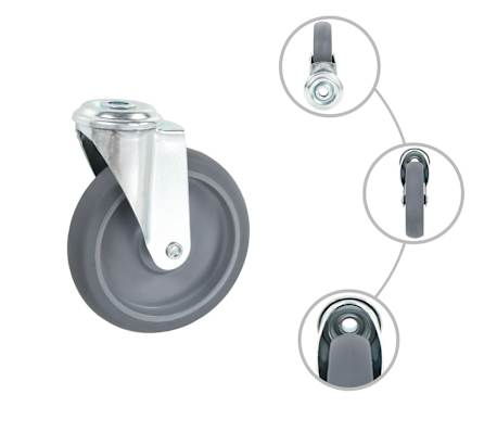 vidaXL Roți pivotante cu gaură pentru șurub, 12 buc., 125 mm