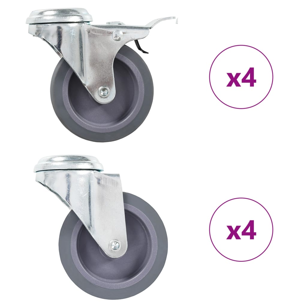 8 pcs Rodas giratórias com furo roscado 75 mm