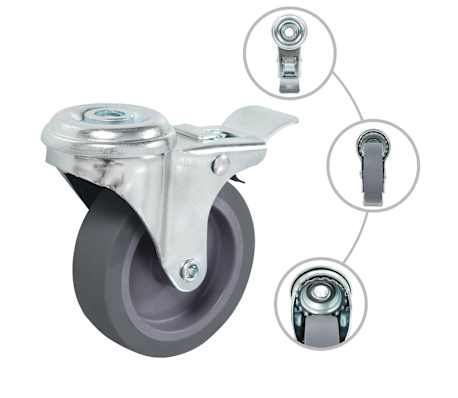 vidaXL Roți pivotante cu gaură pentru șurub, 32 buc., 75 mm