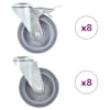 vidaXL poldiaukudega p&ouml;&ouml;rlevad rattad, 16 tk, 100 mm