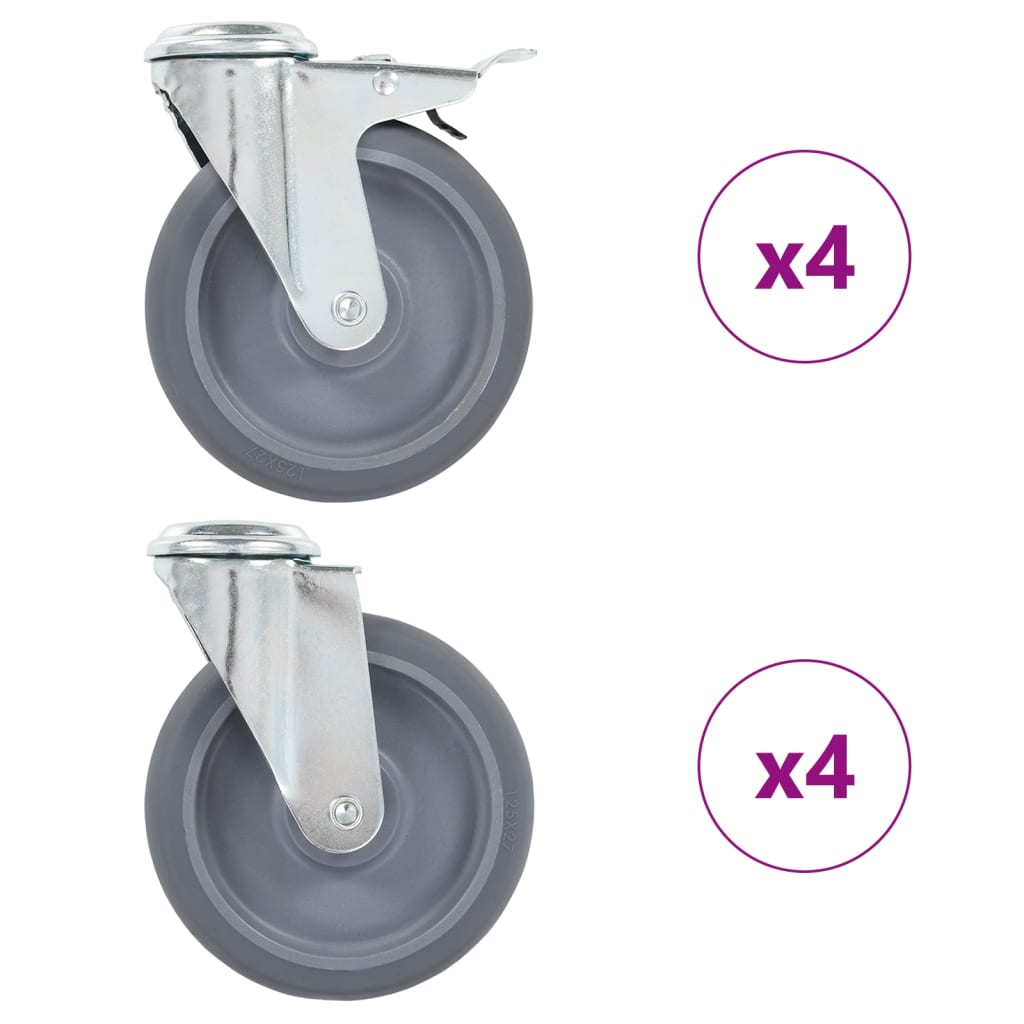 VidaXL 8 ks otočná kolečka s otvorem pro šroub 125 mm