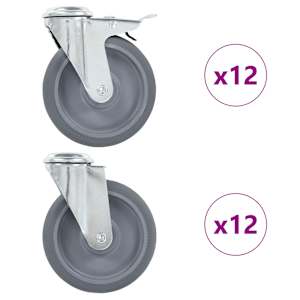 24 ks otočná kolečka s otvorem pro šroub 125 mm