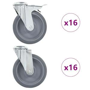 32 ks otočná kolečka s otvorem pro šroub 125 mm