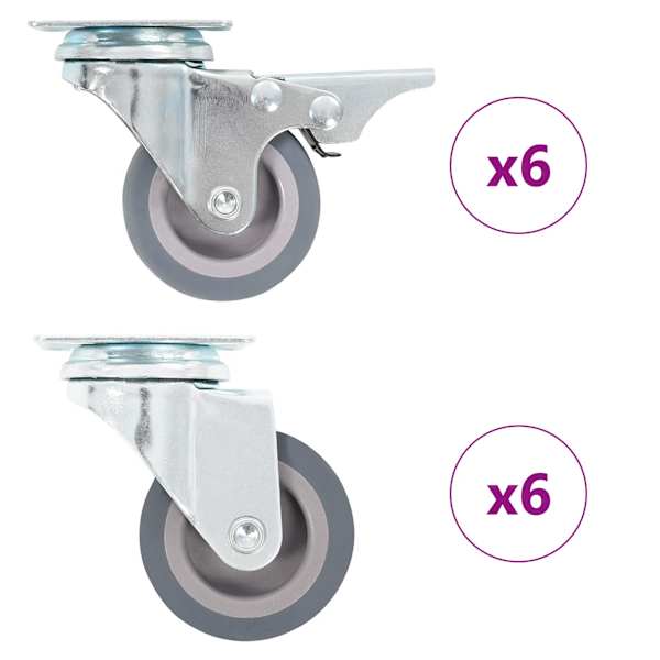 vidaXL 12 tk p&ouml;&ouml;rlevad rattad 50 mm