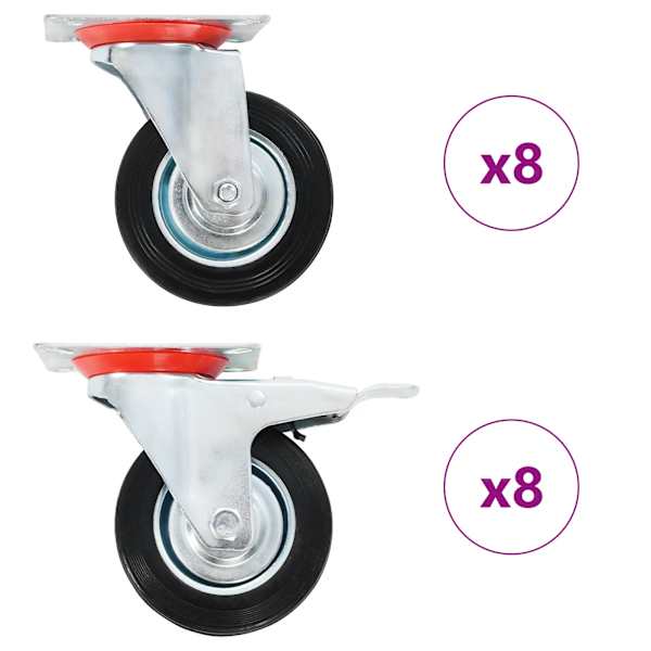 vidaXL 16 tk p&ouml;&ouml;rlevad rattad 100 mm
