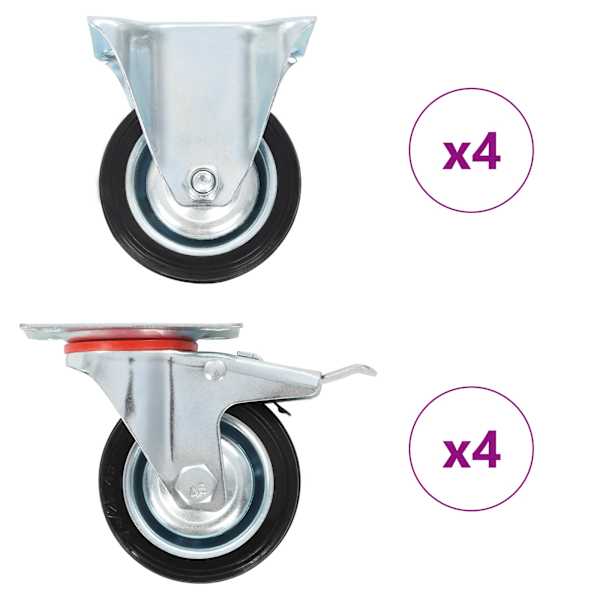 vidaXL p&ouml;&ouml;rlevad rattad, 8 tk, 75 mm