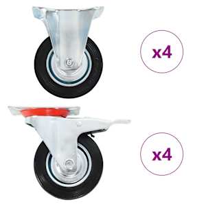 Gibljiva kolesa 8 kosov 100 mm