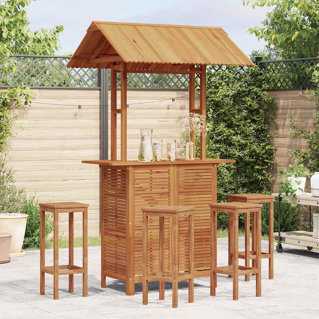 vidaXL Masă de bar exterior cu acoperiș, 122x106x217 cm, lemn acacia 122x106x217 imagine noua