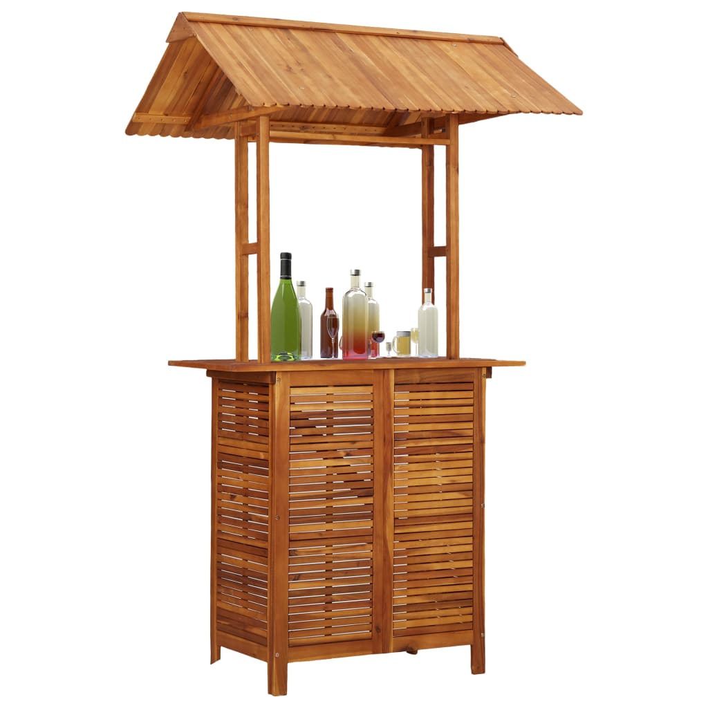 vidaXL Masă de bar exterior cu acoperiș, 113x106x217 cm, lemn acacia