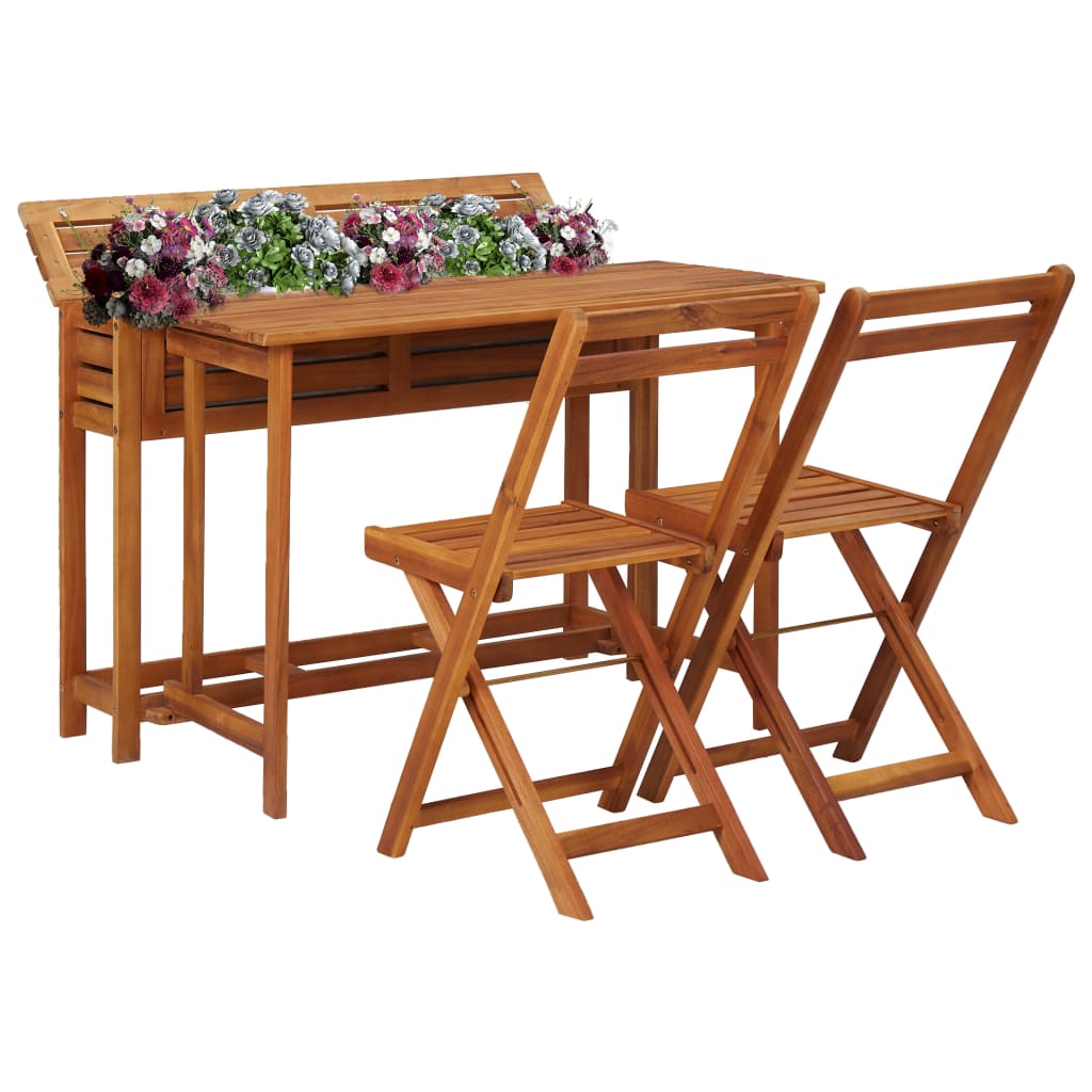 Zahradní stolek s truhlíkem a 2 bistro židlemi masivní akácie