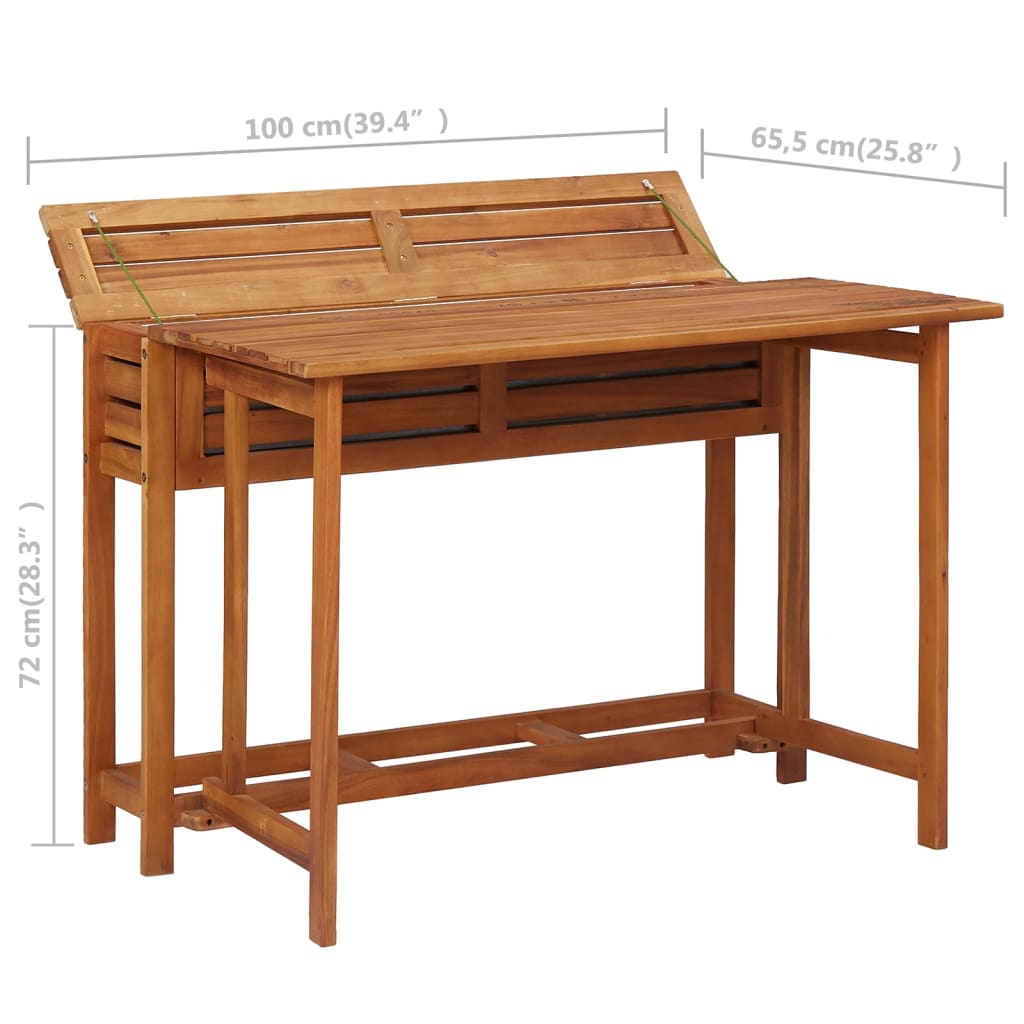 Tuintafel met plantenbak en 2 bistrostoelen massief acaciahout image 15