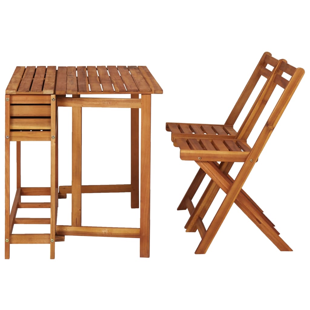Table de balcon avec 2 chaises de bistro Bois d'acacia massif