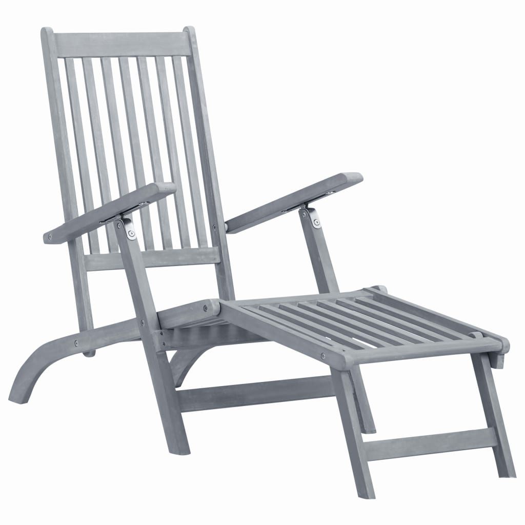 

vidaXL Patio Deck Chair with Footrest Gray Wash Solid Acacia Wood