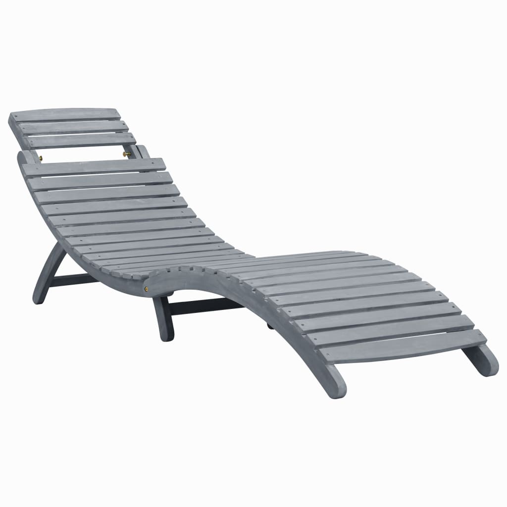 

vidaXL Sun Lounger Gray Wash Solid Acacia Wood