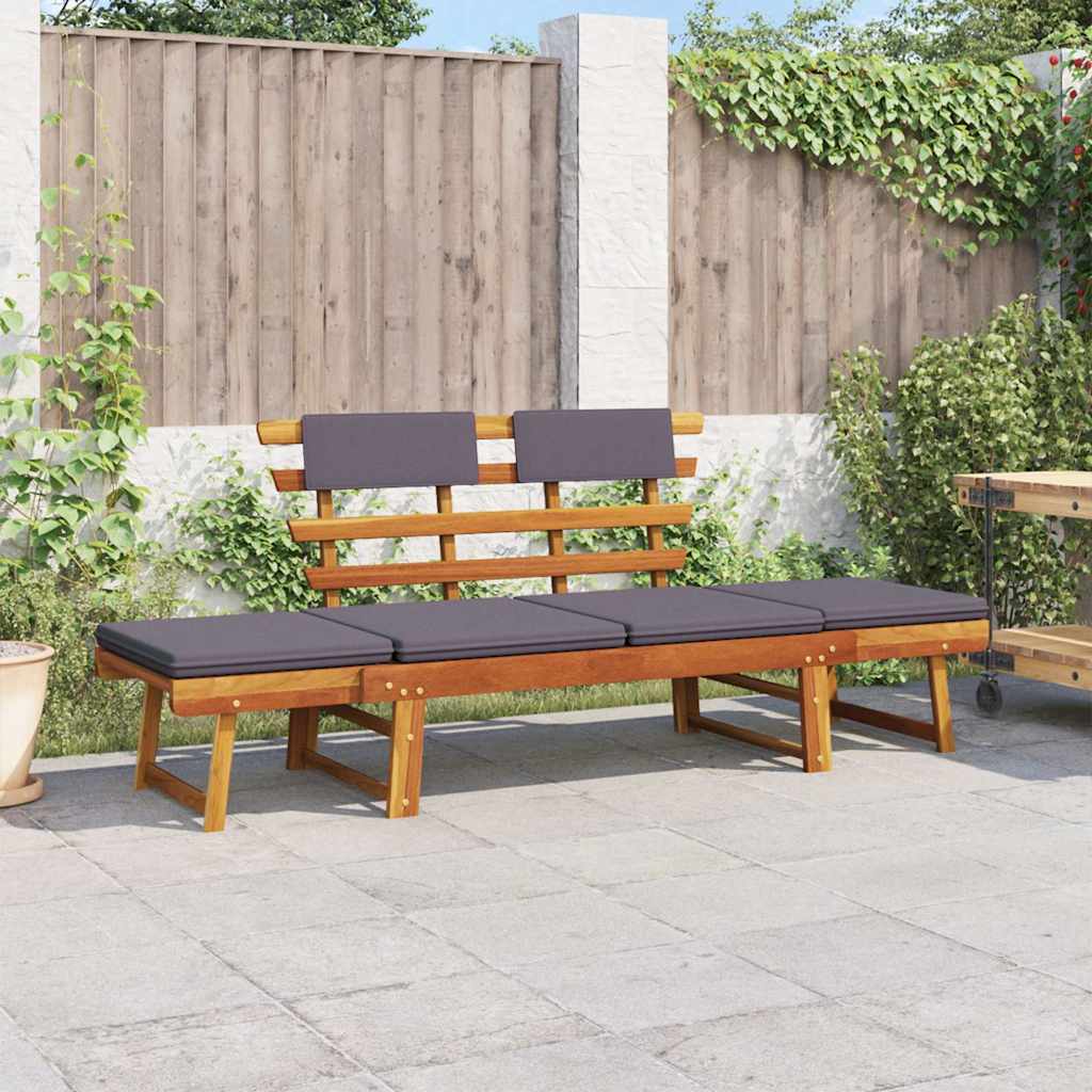 vidaXL 2-in-1 Gartenliege mit Auflage 190 cm Massivholz Akazie