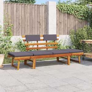 Vrtni zunanji ležalnik z blazino 2 v 1 190 cm trdna akacija