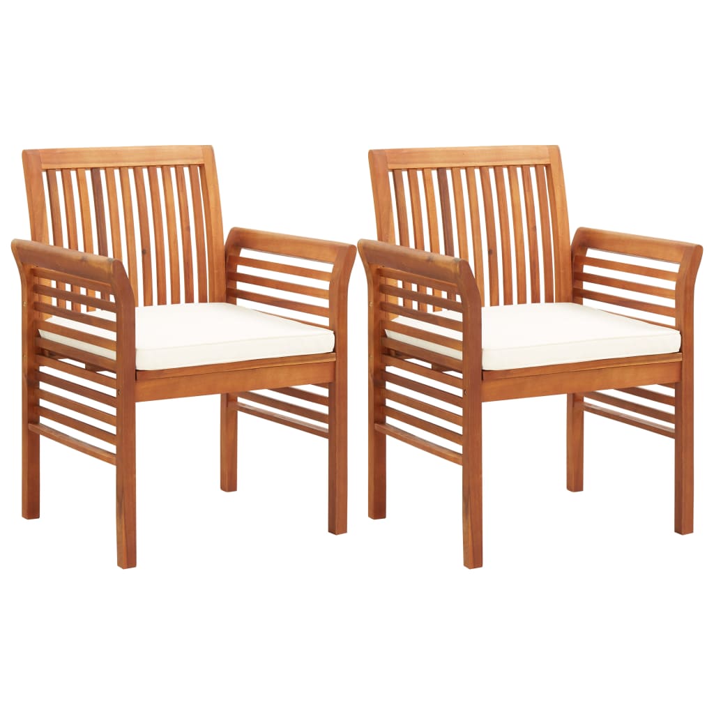 Juego de 3 Sillas Sillas de comedor con cojines Sillas de jardín madera  maciza acacia ES86144A