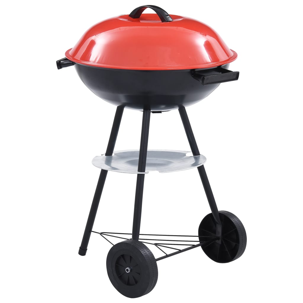 Image of vidaXL Portable XXL Charcoal Kettle BBQ Grill with Wheels 44 cm