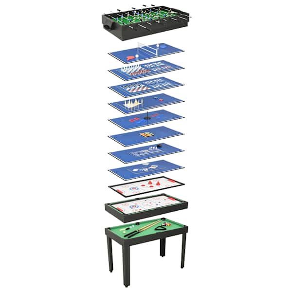 vidaXL 15 &uuml;hes mitme m&auml;ngu laud 121 x 61 x 82 cm, must