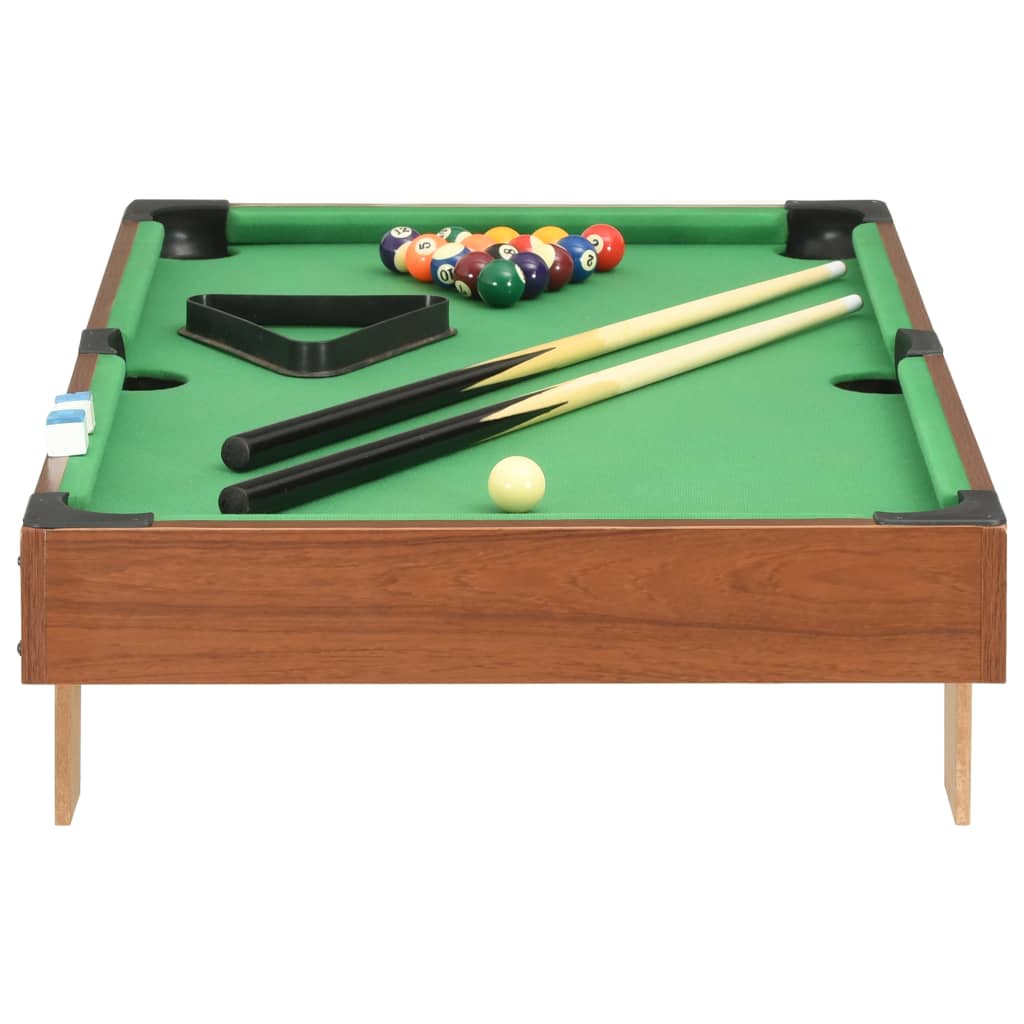  3-stopový mini gulečníkový stôl hnedý a zelený 92x52x19 cm