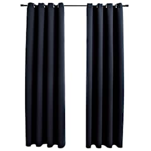 vidaXL pimendavad kardinad metallr&otilde;ngastega 2 tk, must, 140 x 175 cm