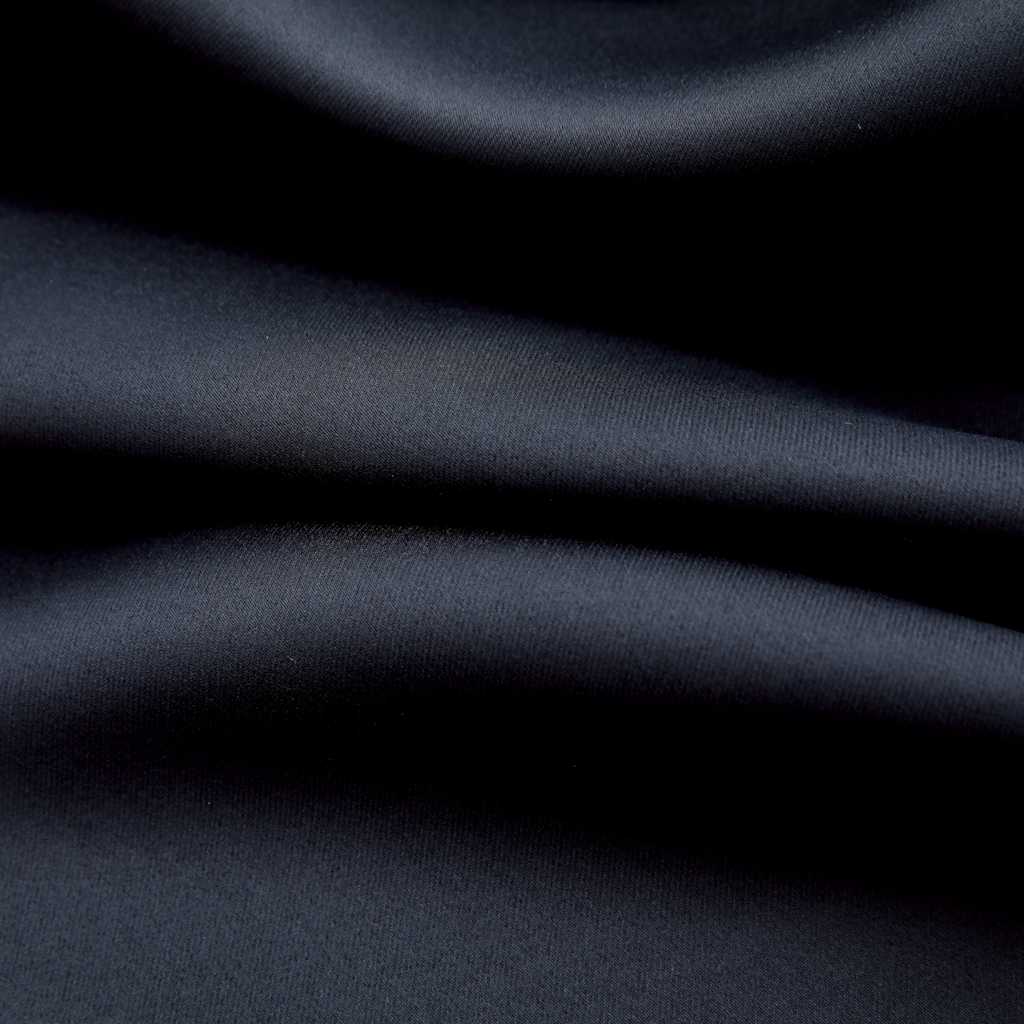 vidaXL Draperii opace cu inele metalice, 2 buc., negru, 140 x 175 cm