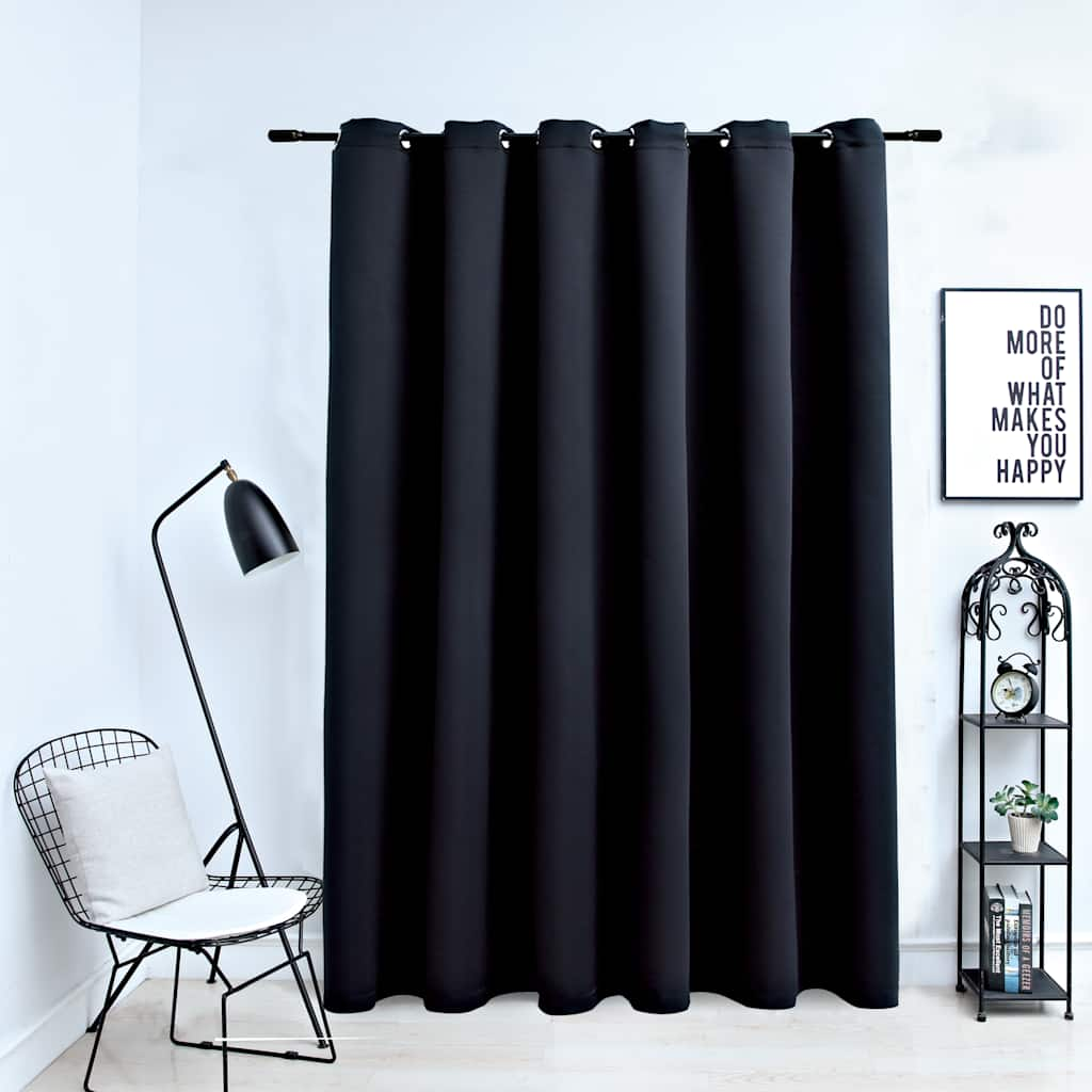 vidaXL Draperie opacă cu inele metalice, negru, 290 x 245 cm