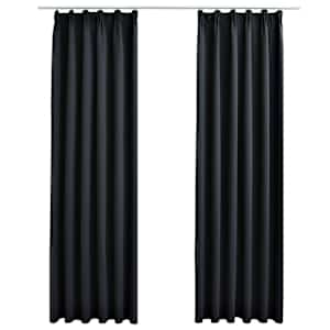 vidaXL pimendavad kardinad konksudega, 2 tk, must, 140 x 175 cm