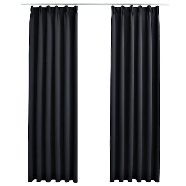 vidaXL pimendavad kardinad konksudega, 2 tk, must, 140 x 175 cm