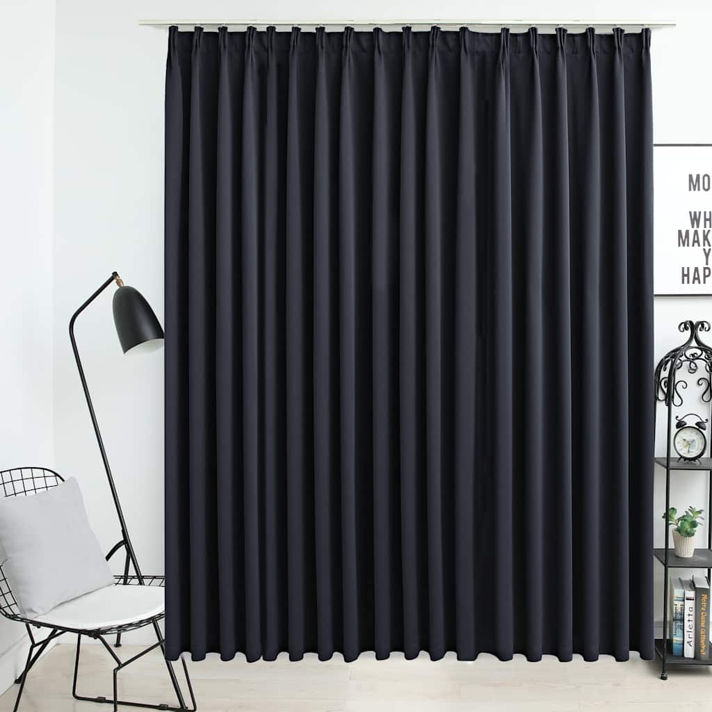 vidaXL Draperie opacă, negru, 290 x 245 cm, cu cârlige