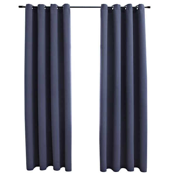 vidaXL pimendavad kardinad metallr&otilde;ngastega 2 tk antratsiit 140x225 cm