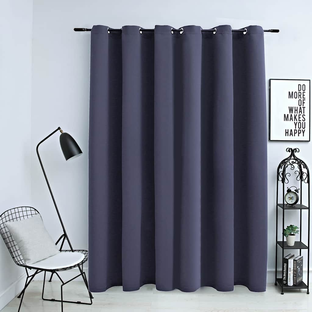 vidaXL Draperie opacă cu inele metalice, antracit, 290 x 245 cm