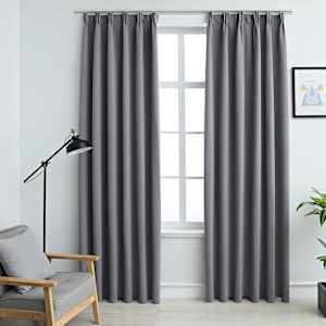 vidaXL pimendavad kardinad konksudega, 2 tk, hall, 140 x 175 cm