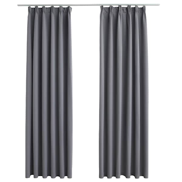 vidaXL pimendavad kardinad konksudega, 2 tk, hall, 140 x 225 cm