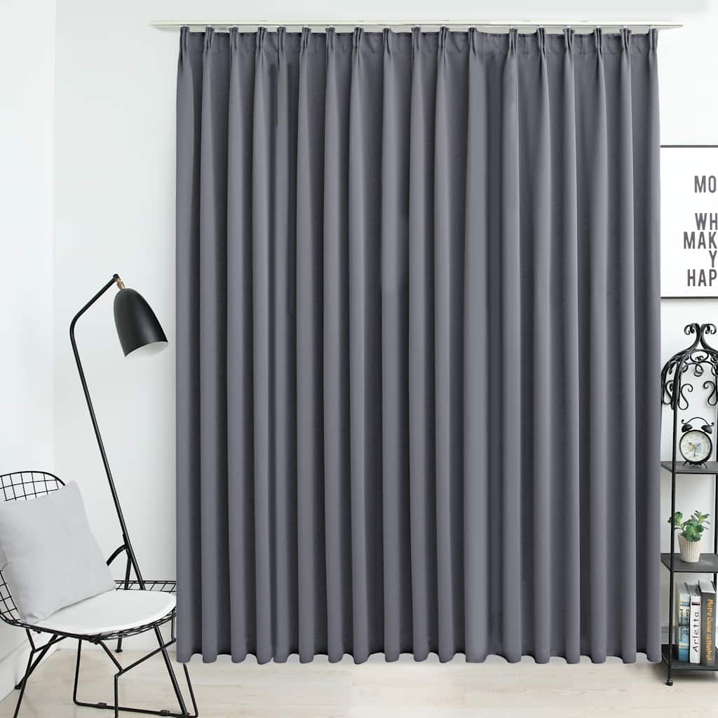 Poza vidaXL Draperie opaca, gri, 290 x 245 cm, cu carlige