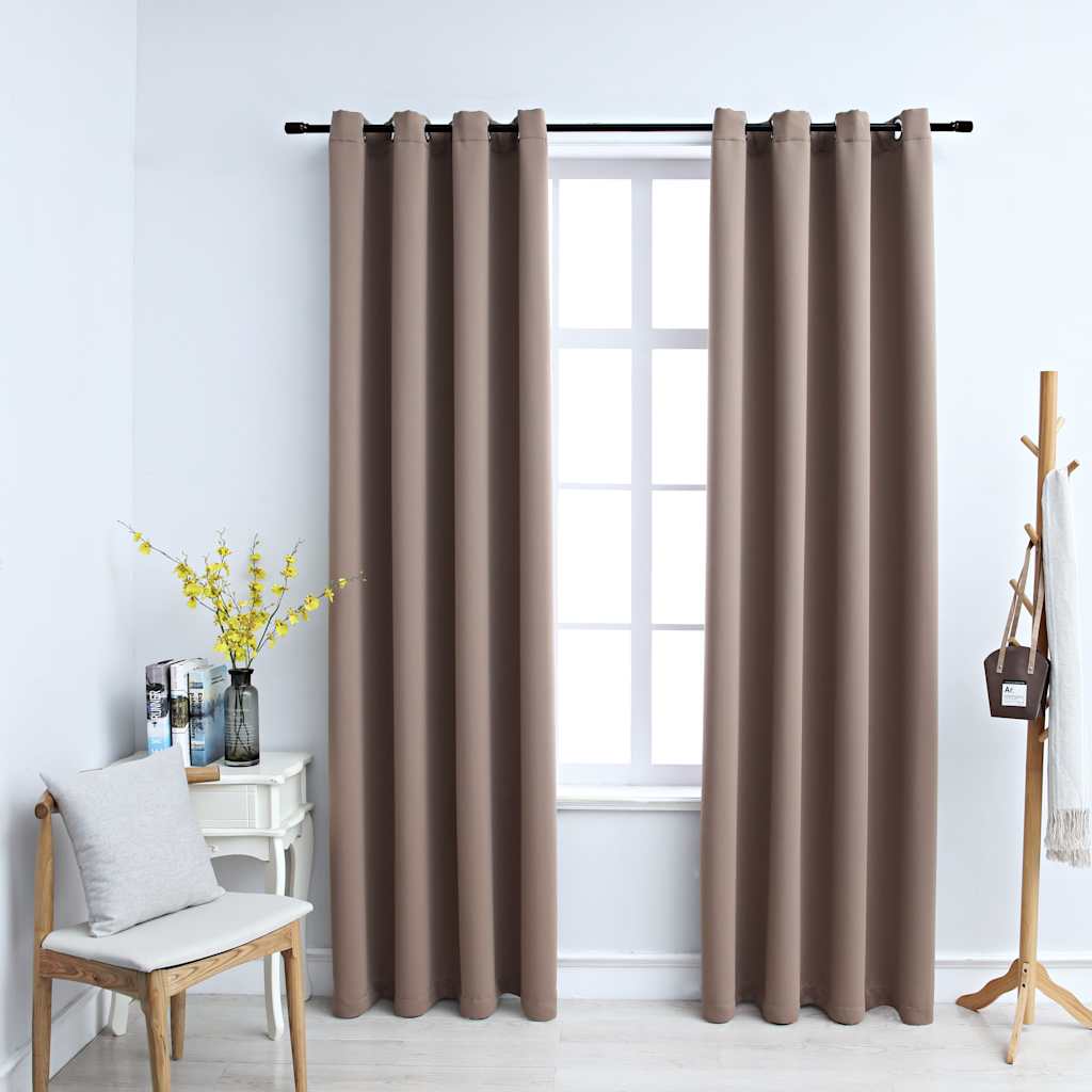 vidaXL Draperii opace cu inele metalice, 2 buc., gri taupe, 140x225 cm