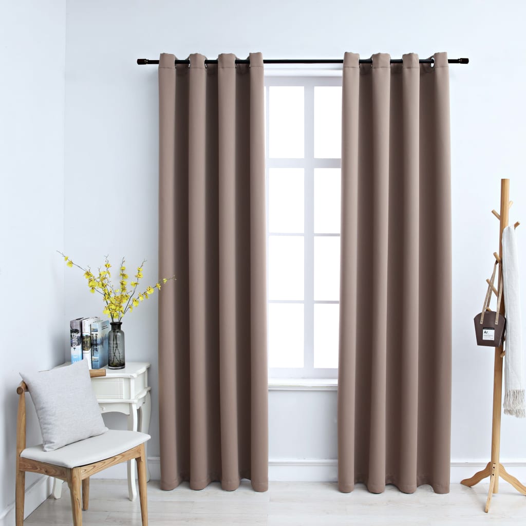 vidaXL Draperii opace cu inele metalice, 2 buc., gri taupe, 140x245 cm