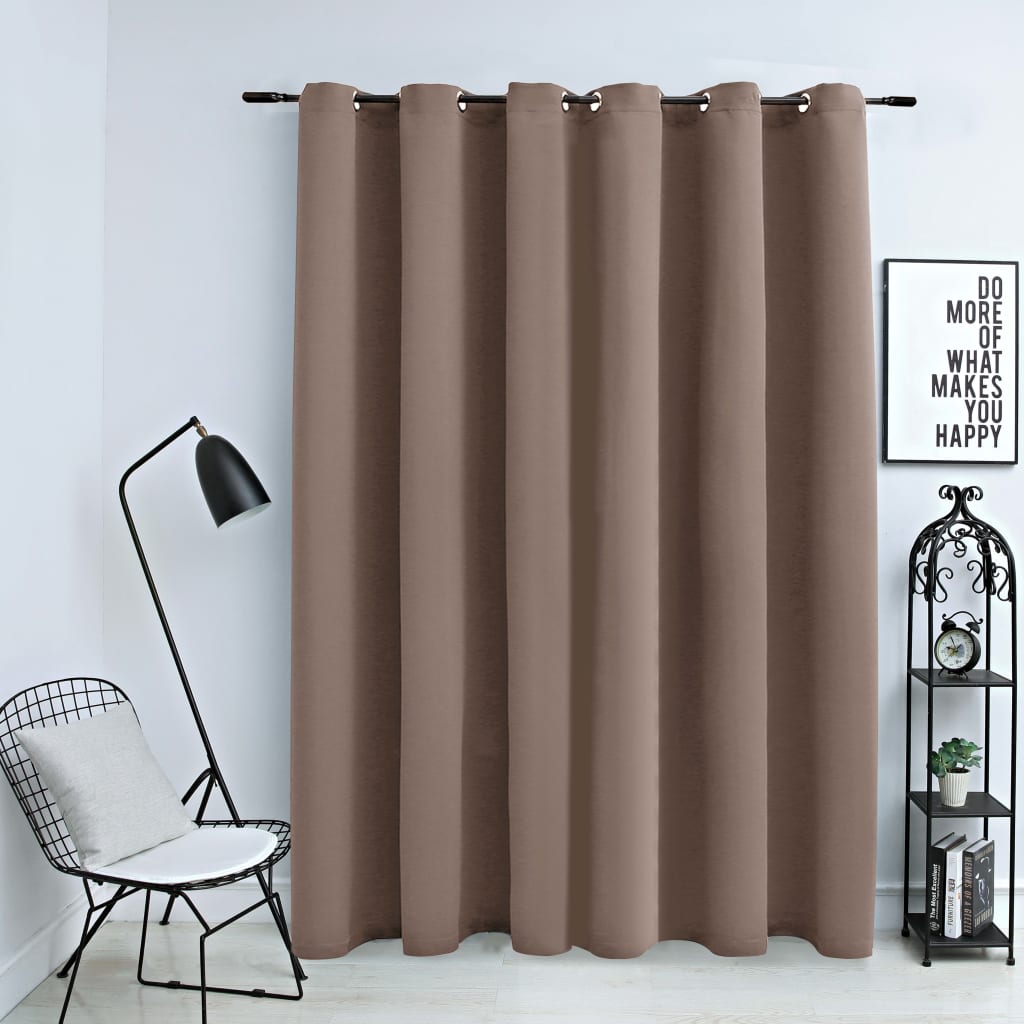 vidaXL Draperie opacă cu inele metalice, gri taupe, 290 x 245 cm