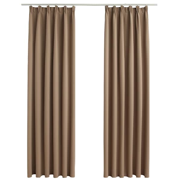 vidaXL pimendavad kardinad konksudega, 2 tk pruunikashall 140 x 175 cm