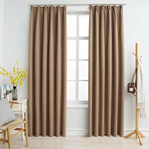 vidaXL pimendavad kardinad konksudega, 2 tk pruunikashall 140 x 175 cm