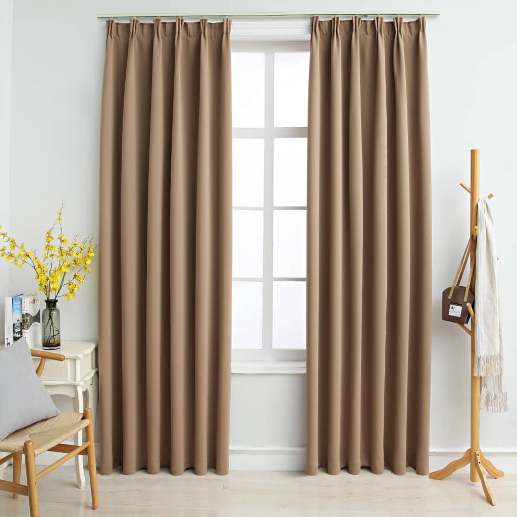 vidaXL Draperii opace cu cârlige, 2 buc., gri taupe, 140 x 175 cm