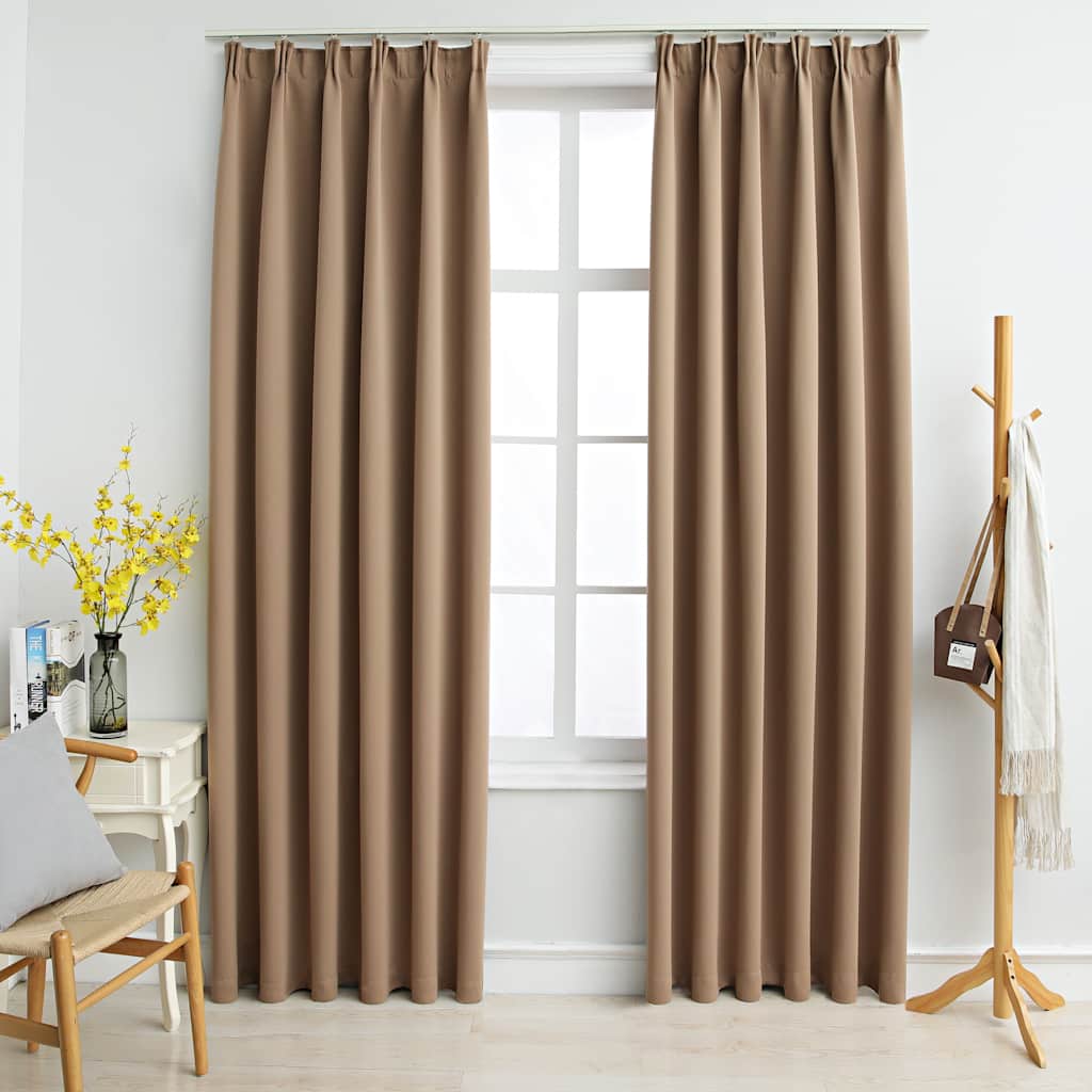 vidaXL Draperii opace cu cârlige, 2 buc., gri taupe, 140 x 225 cm