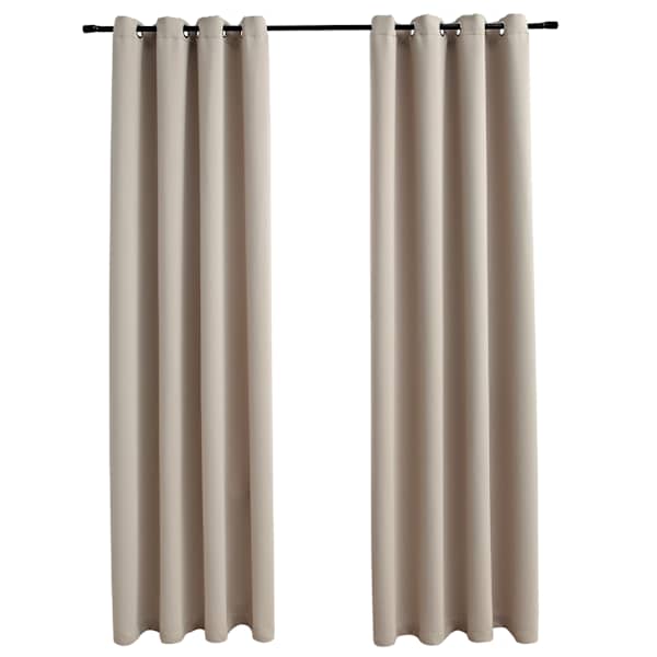 vidaXL pimendavad kardinad metallr&otilde;ngastega 2 tk, beež, 140 x 175 cm